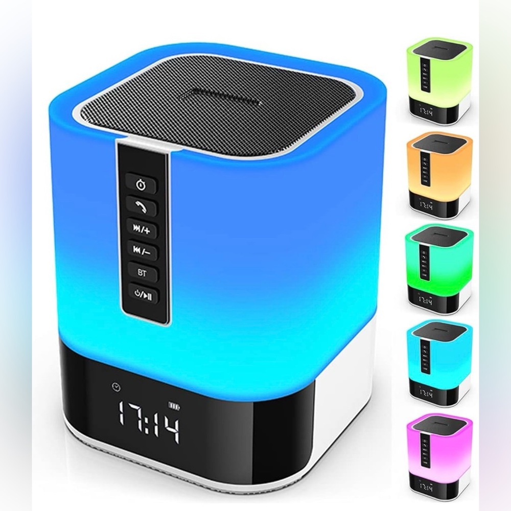Night Light Bluetooth Speaker, 5 in 1 Touch Control Bedside Lamp Dimmable